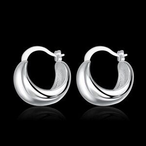 Women's 925 Sterling Silver Elegant 20mm Small Round Hoop Fashion Vogue Earrings